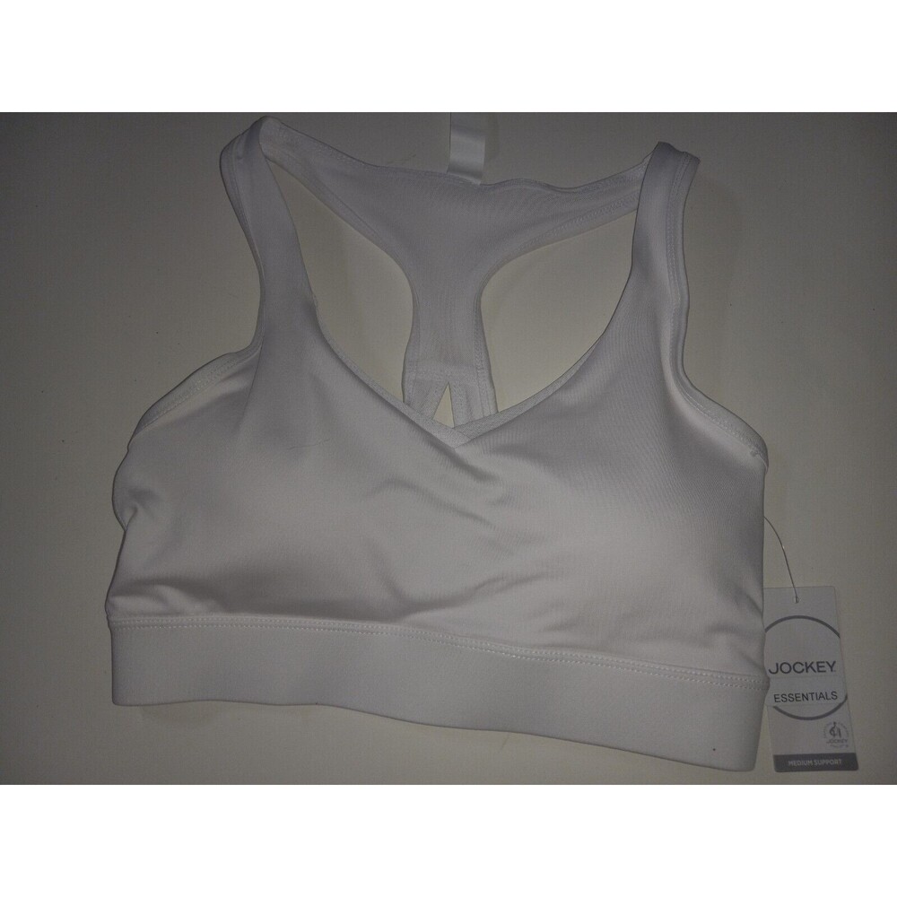 Jockey Lined Wireless Padded Pullover Sports Bra White Size Large